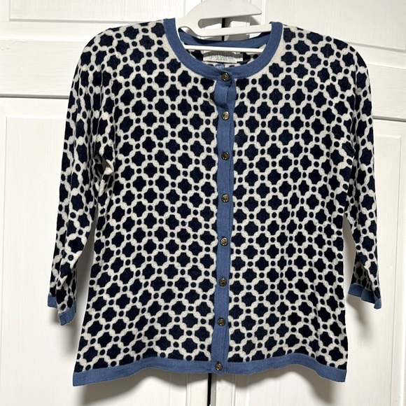 Spartina 449 sweater, size S, merino wool, lightweight, navy blue & cream color - Picture 1 of 7